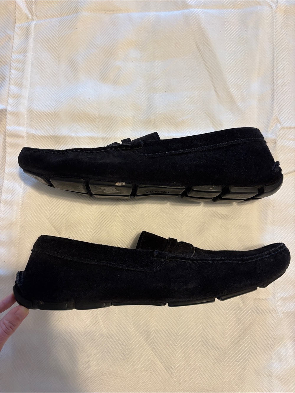 Prada Black Suede Leather Shoes Driving Shoes Loafers Sz 9.5 - Picture 4 of 10